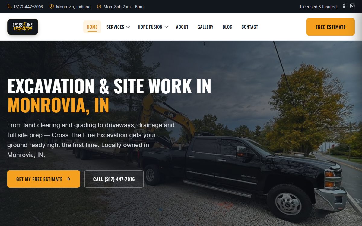 Cross The Line Excavation website