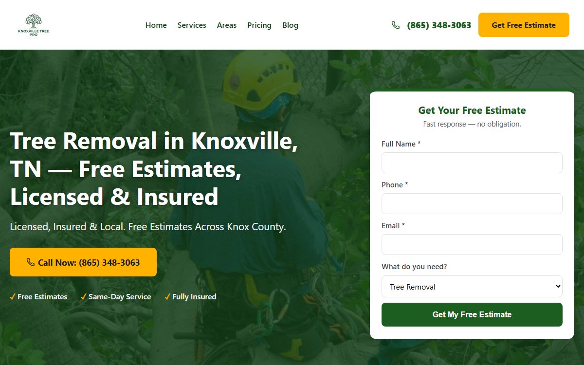 Knoxville Tree Pro website
